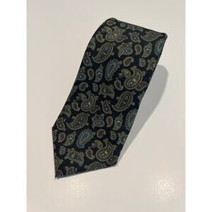 The Andover Shop 100% Silk Men's Necktie Gray Blue Green Small Paisley JL